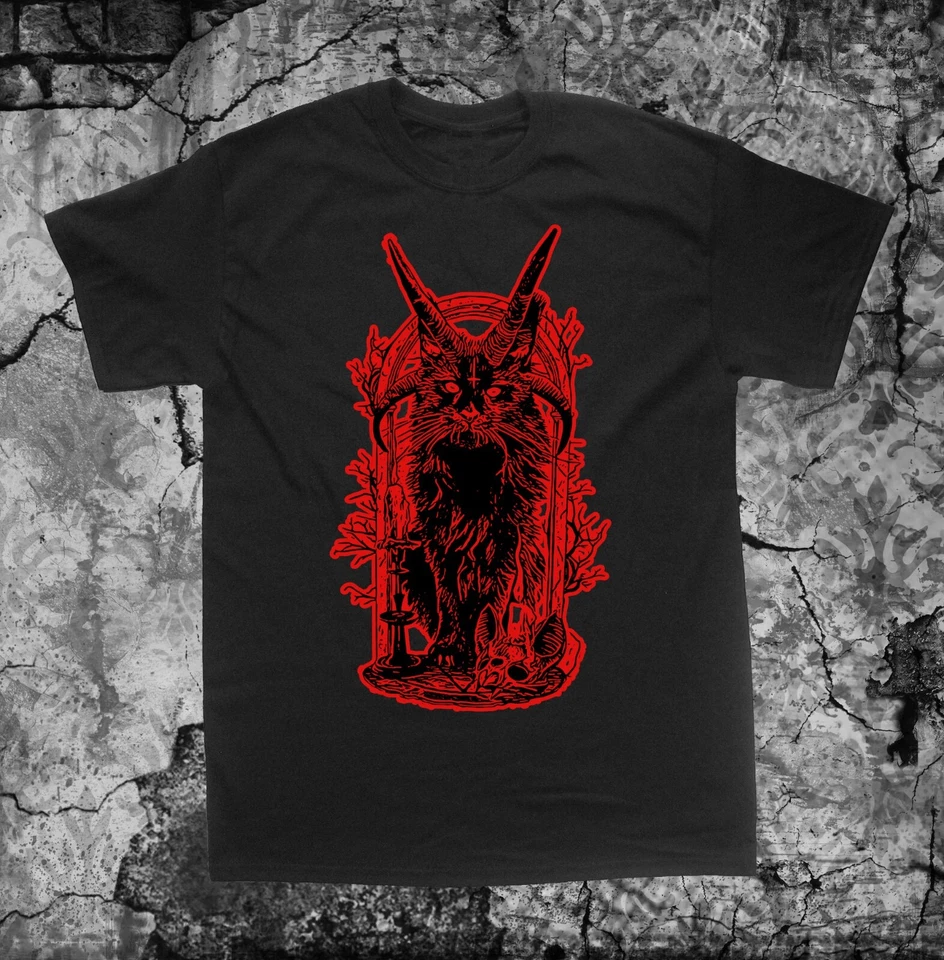 Camisa Oculta - Gato Punk Grunge Pentagrama Gótico Halloween Boho Naturaleza Baphomet Foto 2 de 4