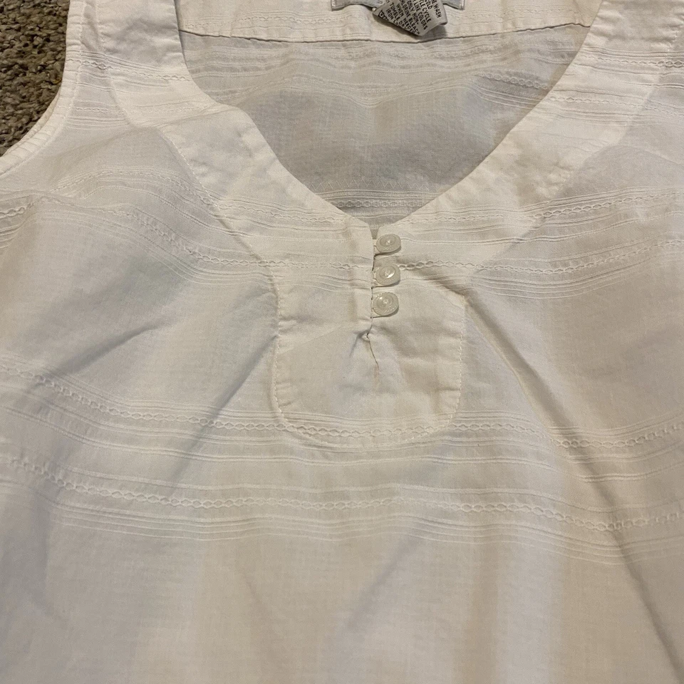 Top Geoffrey Beene Sin Mangas Algodón Detalle Botón Blanco Cremallera Lateral Mujer L ~ Usado en Excelente Condición Foto 3 de 4