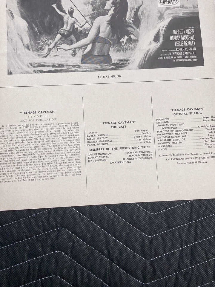 Publicidad original de la película Teenage Caveman 1958 *RARA* Foto 3 de 4