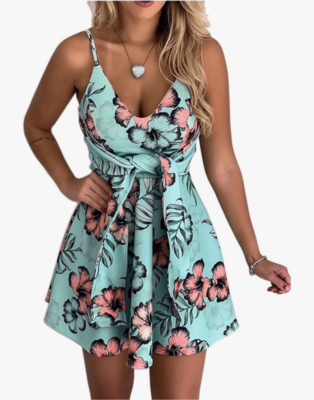 flowy mini dress spaghetti strap ZESICA Spaghetti Straps Smocked Backless Flowy Mini Dress – zesica main image 0