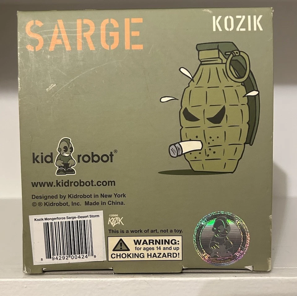 Kidrobot Kozik Mongerforce Sarge Grenade Camo Vinyl Figure Desert Storm Limited - Image 3 of 4