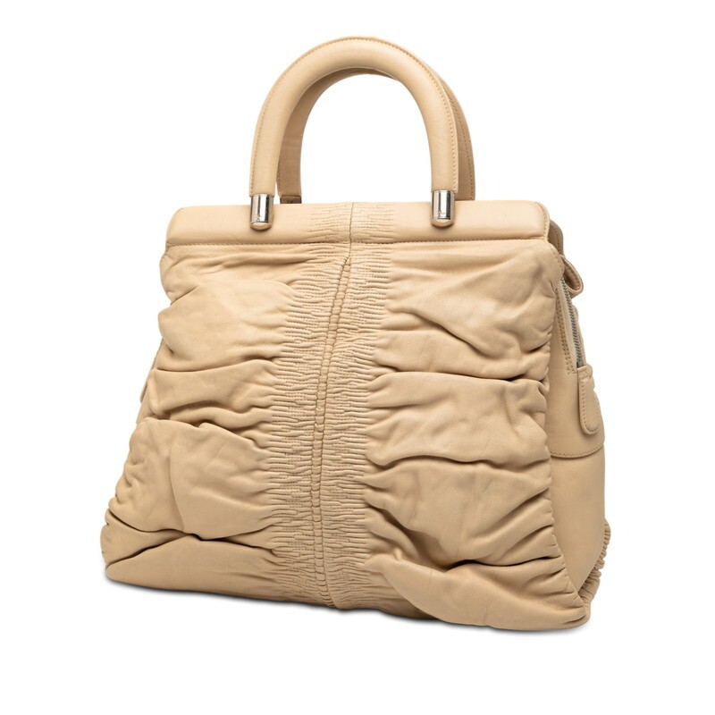 Dior Karenina Handbag Leather Beige Women's Used Authentic thumbnail 2