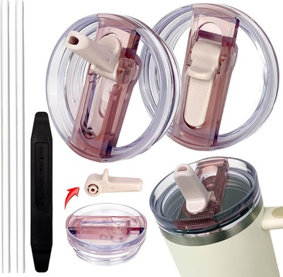 #ad 2 Pack 40 oz Tumbler Detachable Flip Straw Lid Replacement Fit for Stanley Quenc $19.99