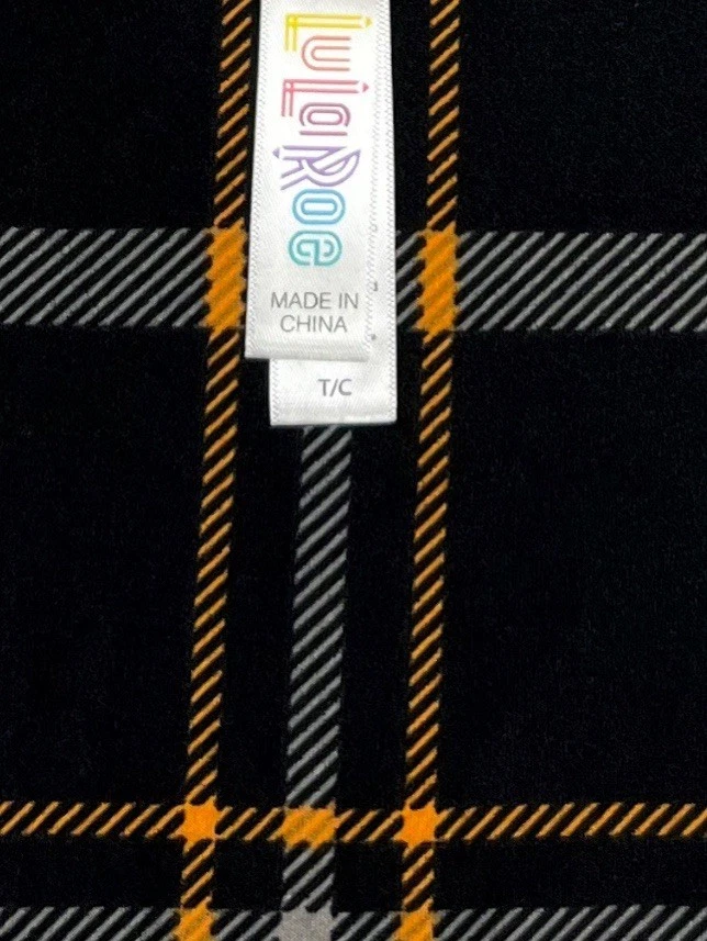 LuLaRoe Leggings TC Tall Curvy HTF BLACK ORANGE Stripe PLAID Autumn Fall SOFT - Image 4 of 4