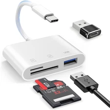 USB C SD Card Reader，Sd Card Reader USB C for Iphone 15 16/Ipad/Mac/Laptop，3 in 