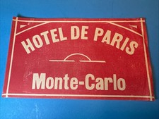 Hotel De Paris Monte Carlo Luggage Label Monaco wi defects Monaco antique