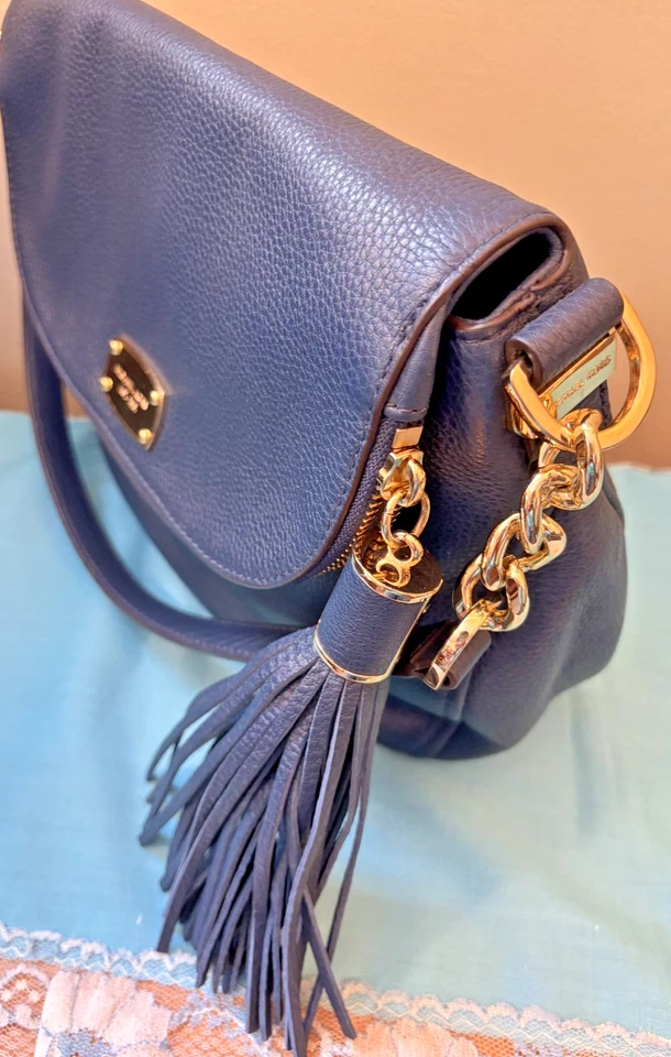 Michael Kors Blue Soft Leather Bedford Tassel Shoulder Bag NEW - Image 2 of 4