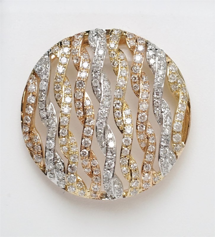 EFFY Trio Collection 14K Tricolor Gold 0.60ctw Diamond Disc Pendant 