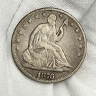 1876-P 50c Seated Liberty Half 1/2 Dollar 90% Silver Philadelphia US Coin