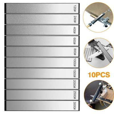 10pcs 120-3000Grit Diamond Sharpening Stone Set Pocket Knife Sharpener Whetstone
