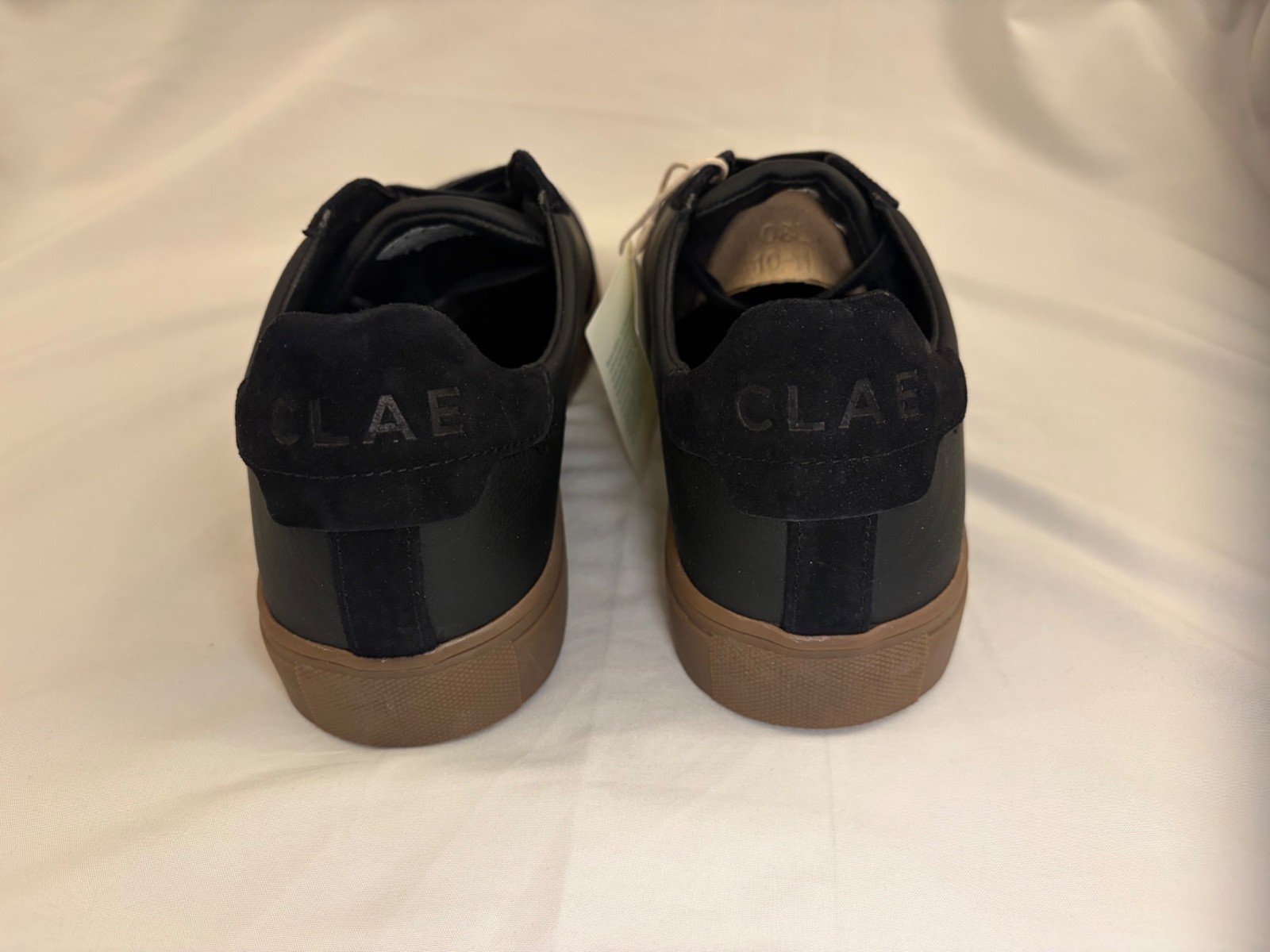 Clae Los Angeles, men's Dean Sneakers, Black leather with gum soles, Size 11 image 4
