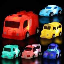 6 PCS Cars Light up Bath Toys for Kids Ages 4-8, No Hole Glow Bath Toys for Kids