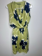 Elie Tahari nwt 8 Halley dress Lime, navy, white floral print 95% Silk amazing