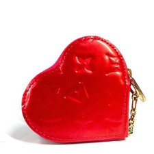 LOUIS VUITTON Monogram Vernis Heart Coin Purse Wallet Key Ring M93657 Rose Pop