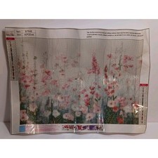 5D Diamond Painting Kit Pink Flowers Round Full Drill 40cm x 30cm NEW