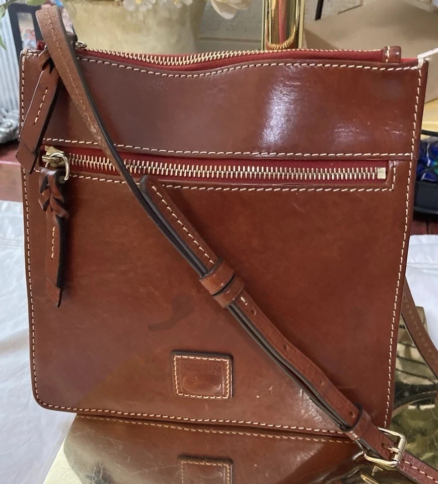 Dooney Bourke Chestnut Brown Florentine Leather Crossbody Shoulder Bag Rustic - Image 3 of 4