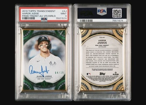 AARON JUDGE 2019 Topps Transcendent Auto Emerald on card auto /15 PSA 9 POP 1