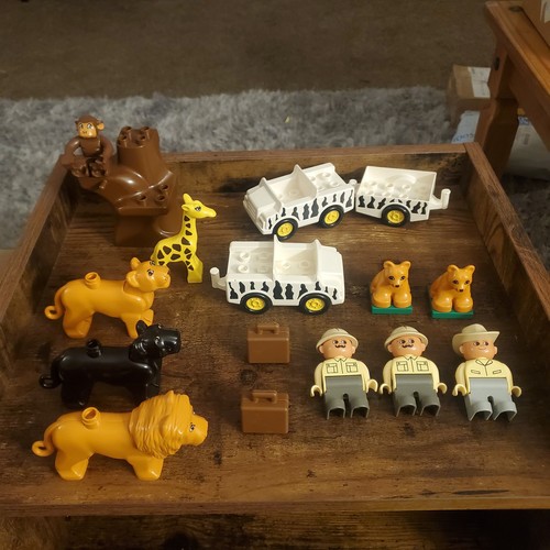 Vintage Lego Duplo Animals Forest Zoo Safari Jeep Lion Puma Cubs Lot Set RARE