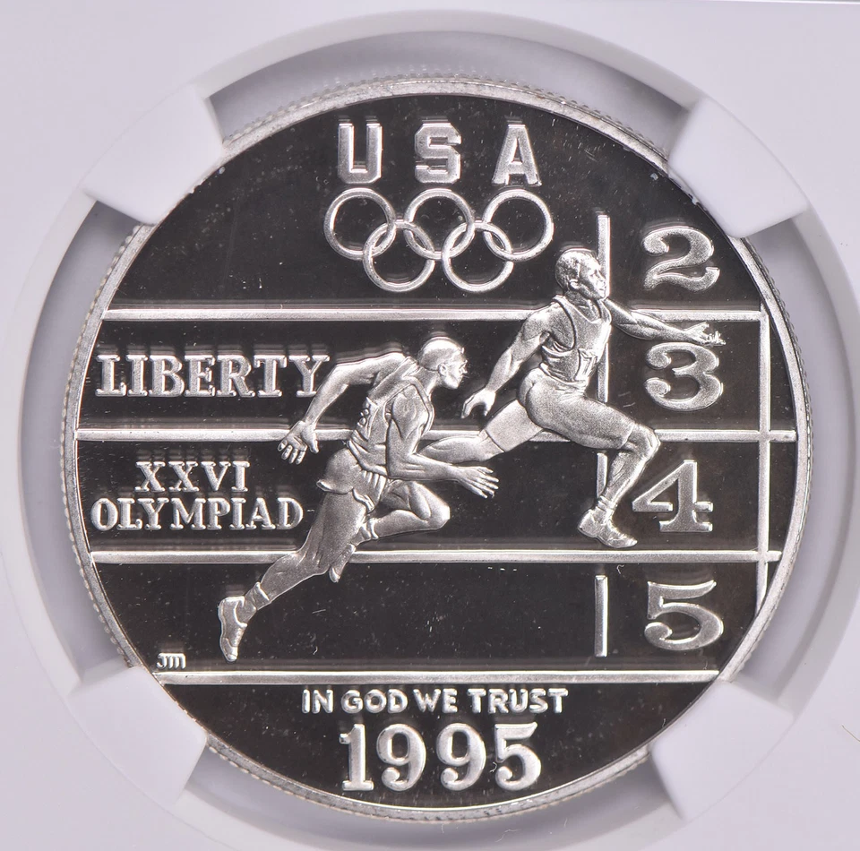 Proof 9.9 UCam 1995-P Olympic Track & Field Commemorative Dollar NGC NGCX *6962 - Image 3 of 4