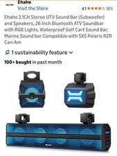 Ehaho 2.1CH Stereo UTV Sound Bar Subwoofer and Speakers, 26 Inch Bluetooth ...