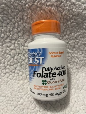 Doctor's Best Fully Active Folate 400 with Quatrefolic 400 mcg 90 Veg Caps