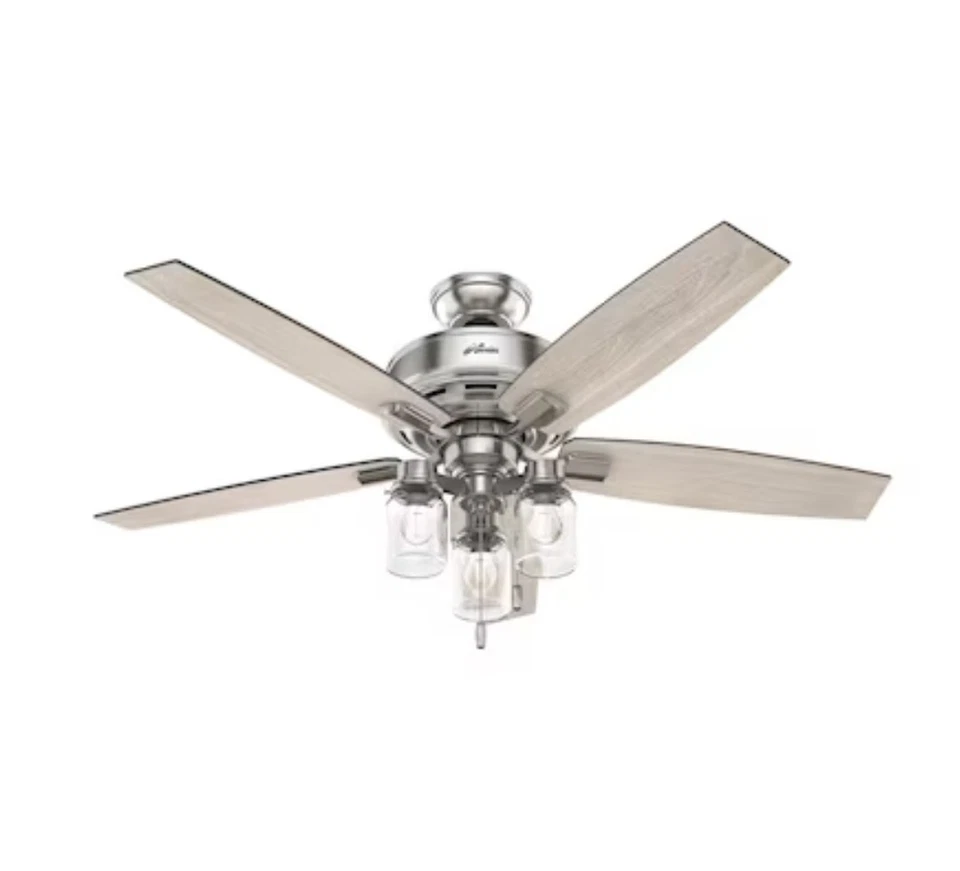 Hunter Lincoln 52 inch Ceiling Fan with LED Light - Brushed Nickel (53408) - Image 4 of 4