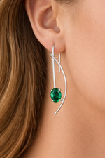 Emerald Gemstone 925 Sterling Silver Jewelry Handmade Dainty Earrings 2.85" Gift