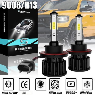 Pair H13 9008 LED Headlight Bulbs High+Low Beam Kits Fit For Kia Soul 2014-2019