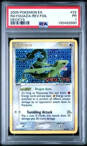 2005 POKEMON EX DEOXYS #22 RAYQUAZA-REVERSE FOIL PSA 1 POP 4