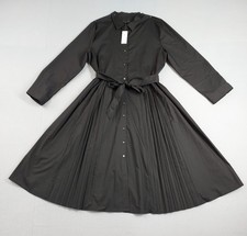 Banana Republic Women Shirt Dresses 18 Black Button Front Collared Pleated Party