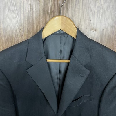 Albert Nipon Blazer Jacket Mens 36R Black Solid Wool Three Buttons