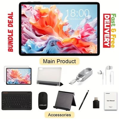 Teclast P30T 10,1'' Tablet 12GB 128GB Android 15 Tastatur Hülle Stylus Bundle