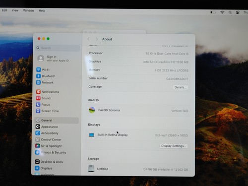 Apple MacBook Air A1932 Coeur i5-8210Y 1.60 GHZ 8 Go DDR3L 128 Go Nvme Macos - Photo 3 sur 10