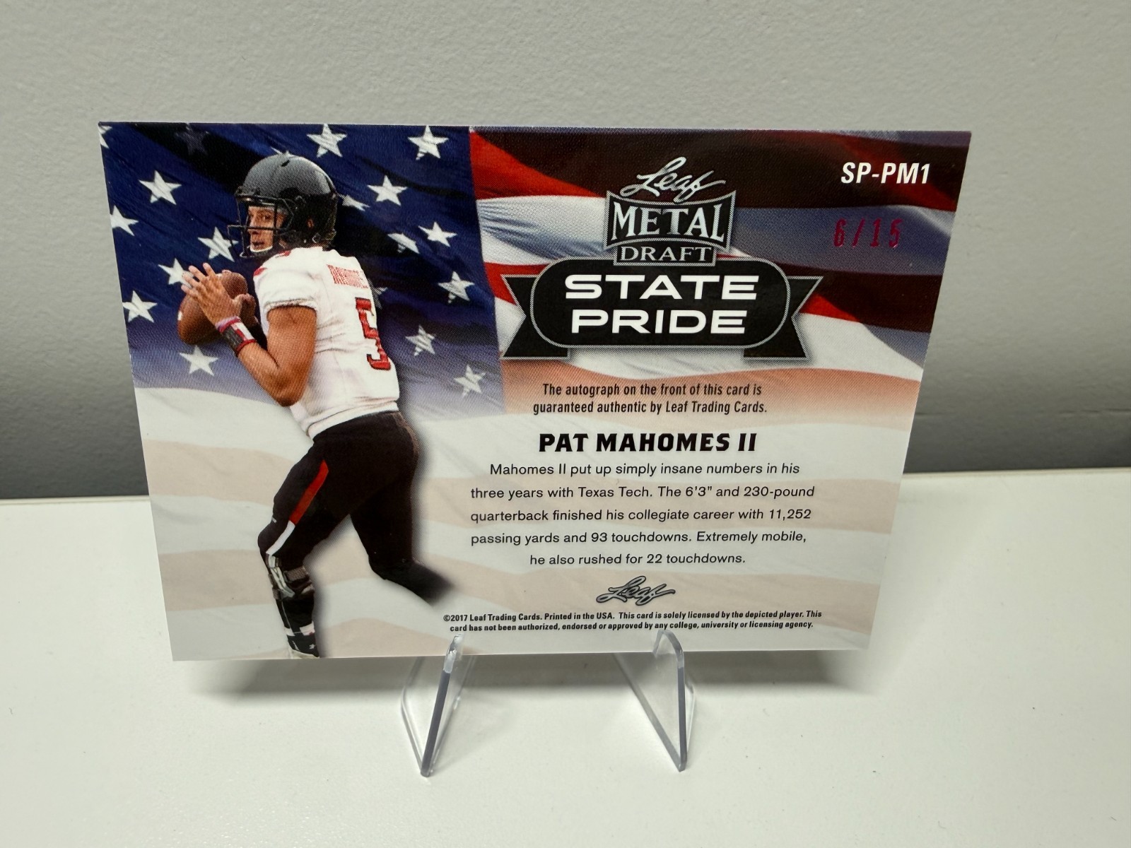 Patrick Mahomes II 2017 Leaf Metal Draft State Pride Pink Auto /15 #SP-PM1 view 2