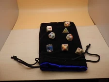 5x8" Velvet Dice Bag, Satin Lined - Blue - Tabletop Roleplay Gaming Pouch Dice