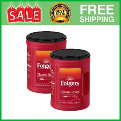(2 pack) Folgers Classic Roast Ground Coffee, Medium Roast, 40.3 oz Canister