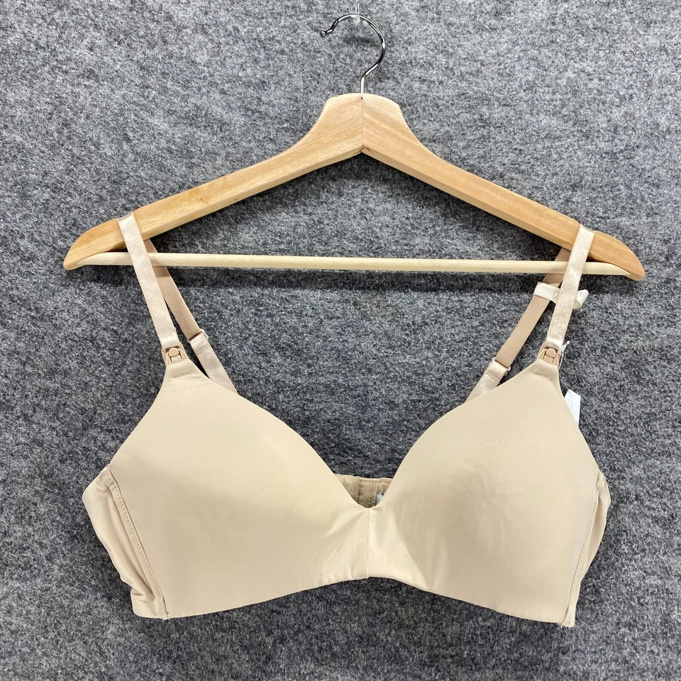 New Motherhood Bralette Bra Women 36B Beige Push Up Opaque Wireless Hook & Eye - Image 3 of 4