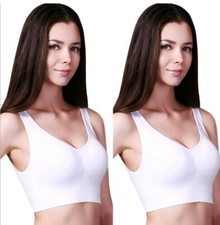 Women V-Neck Sports Bra Wireless Yoga Crop Top Vest Comfort Stretch Sleepwear