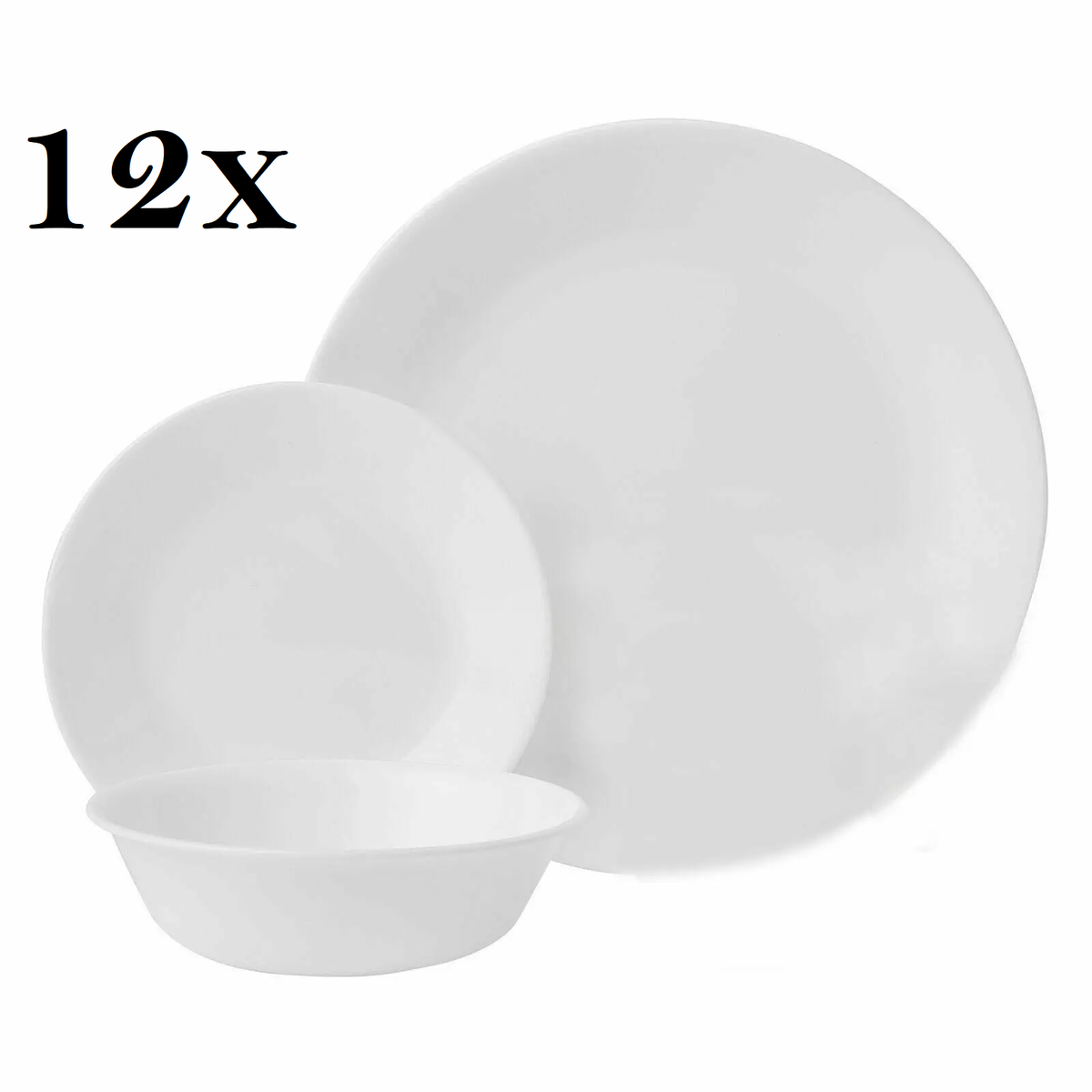 Ikea OFTAST BASIC 12-Piece Set- 4x Dinner Plates-4x Side Plates-4x