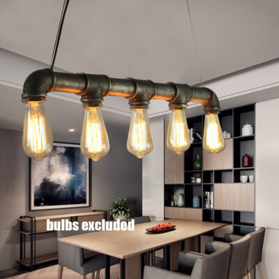 Retro Industrial Water Pipe Style Ceiling Hanging 5 Head Light Metall Wasserrohr