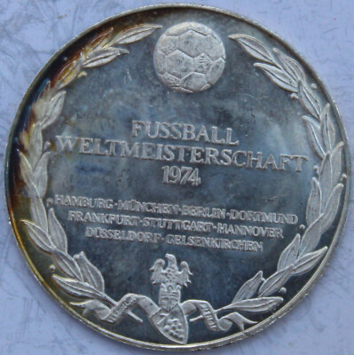 Médaille Allemagne 1974 – Coupe Du Monde De Football, Argent 999, 69,8g, 60mm, état QFDC