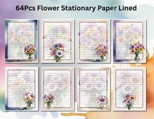 64Pcs Flower Stationary Paper  8.5X11 Writing Premium Paper #BD801U