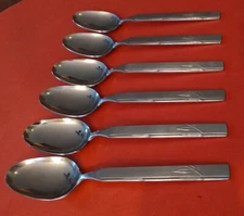 6 NAKAZATO NAB3 Stainless Soup Spoon Japan Bamboo/Leaves FREE SHIP