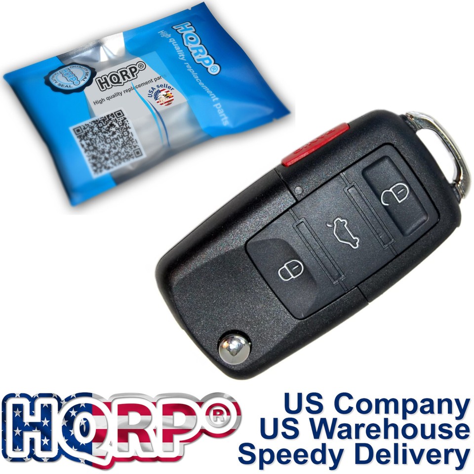 HQRP Flip Key FOB Shell Remote Case for Volkswagen VW Mk4 MK5 Typ 1J ...