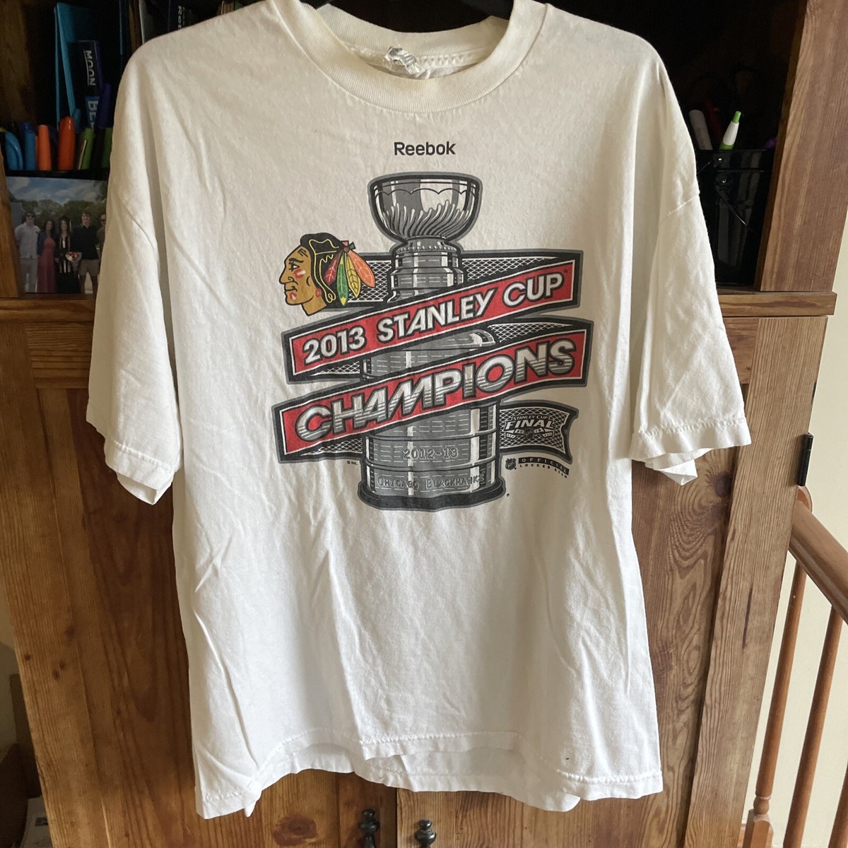 Vintage Reebok Chicago Blackhawks 2013 Stanley Cup Champs T Shirt Sz XL  White