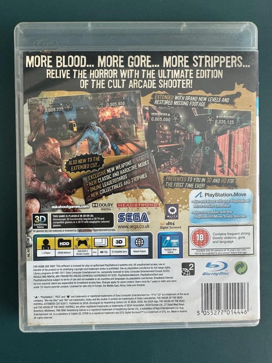 ps3 HOUSE OF THE DEAD OVERKILL Extended Cut Edition REGION FREE