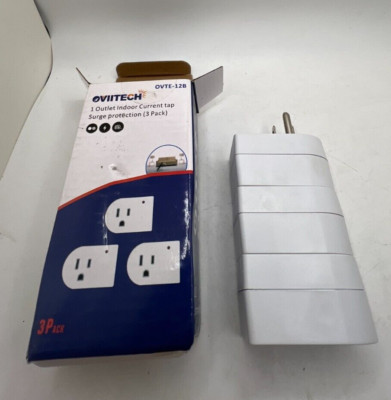 PACK OF 3 Oviitech 1 Outlet Indoor Current Tap w/Surge Protection OVTE-12B