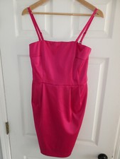 Express Design Studio PINK Satin Formal Spaghetti Straps Dress w/Pockets Size 8