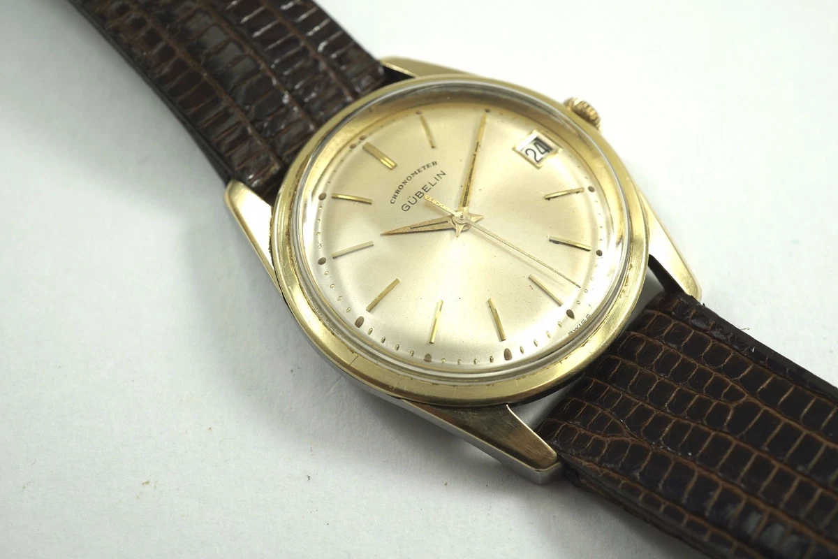 GUBELIN CHRONOMETER GOLD TOP STEEL CASE AUTOMATIC DATE 1960 S BUY IT NOW