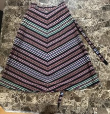 Vtg 70s Aztec Mexico Southwestern Colorful Maxi Skirt Psychedelic Pull On GORG